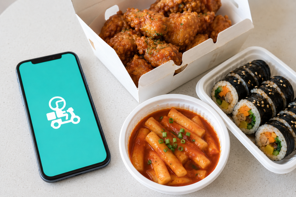 Ordering Korean food with the Baemin delivery app