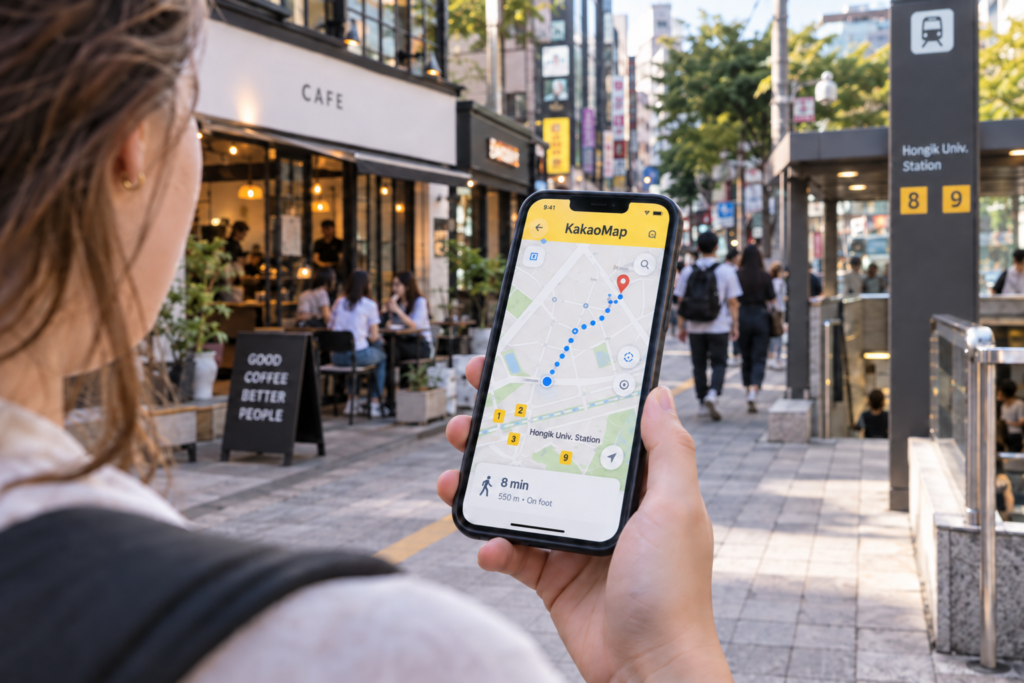 KakaoMap is another useful option for walking, driving, and public transportation directions in Korea.